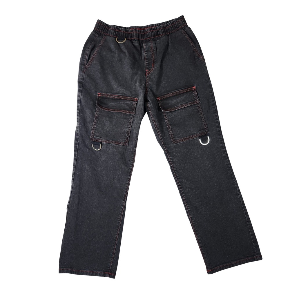 Hot Topic Aphrodite‎ Cargo Pants Womens LG Black Red Stitching Excellent D-Ring